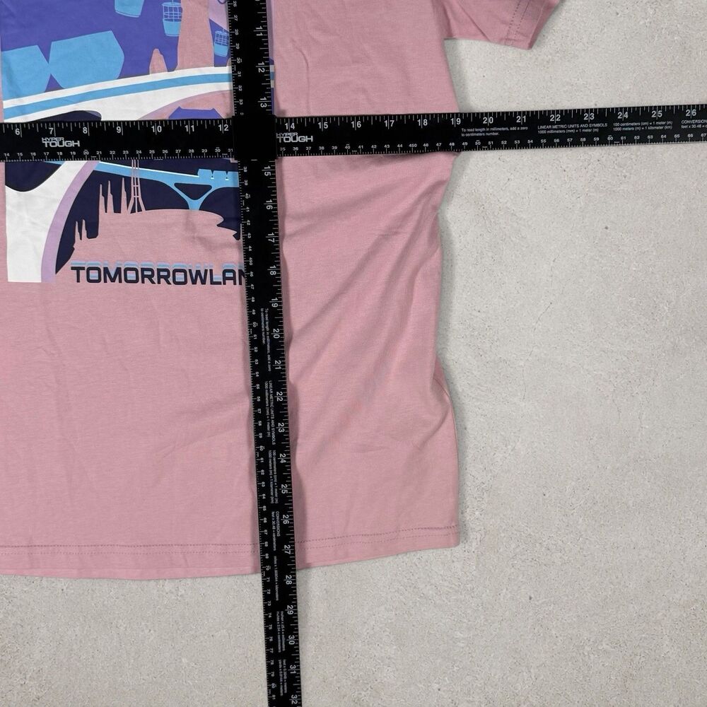 Disney Parks Tomorrowland Graphic Tee Pink Space Mountain PeopleMover Skyway S - Picture 3 of 6